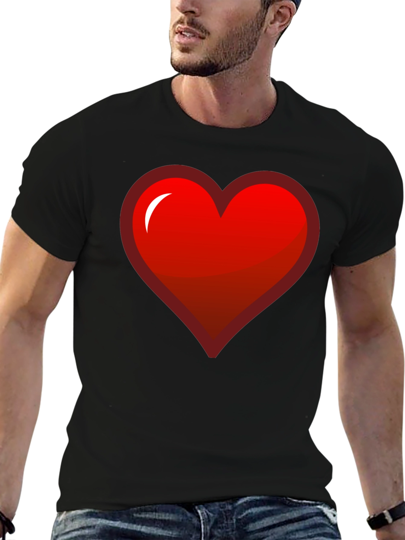 Red Heart Graphic Black T-Shirt