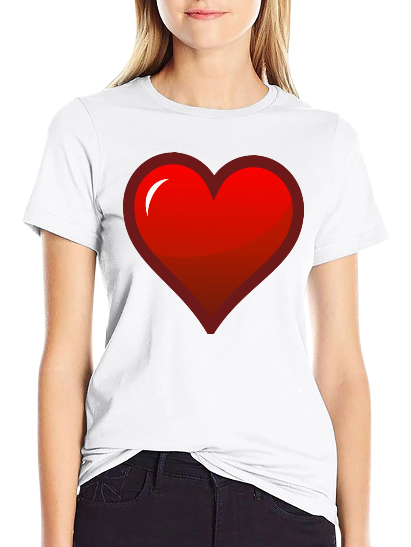 Red Heart Graphic Black T-Shirt