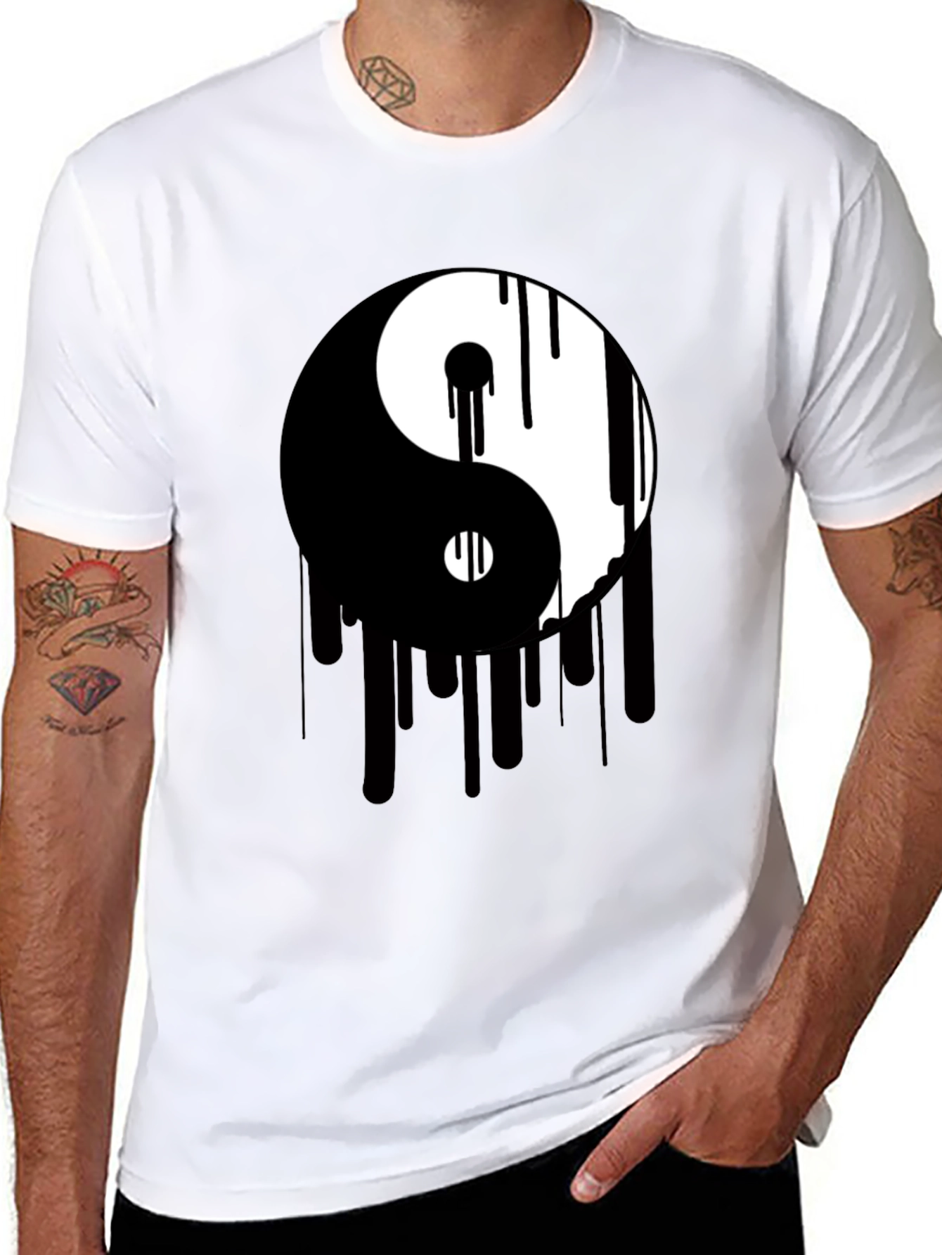 Yin Yang Drip Graphic Tee - Black