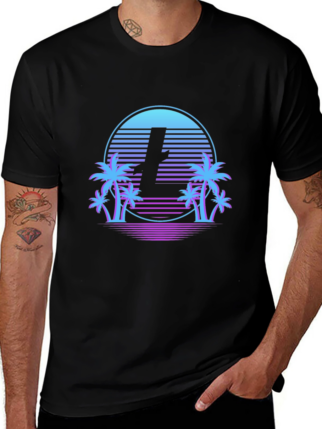 Retro Palm Tee -  Litecoin Sunset T-Shirt