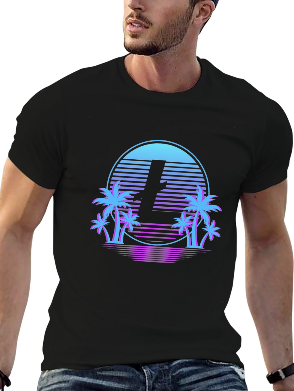 Retro Palm Tee -  Litecoin Sunset T-Shirt