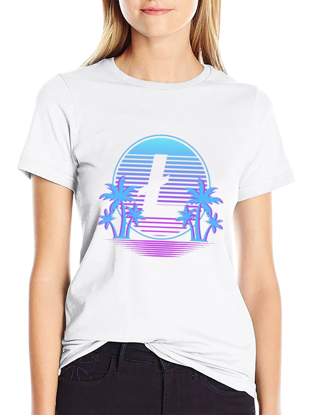 Retro Palm Tee -  Litecoin Sunset T-Shirt