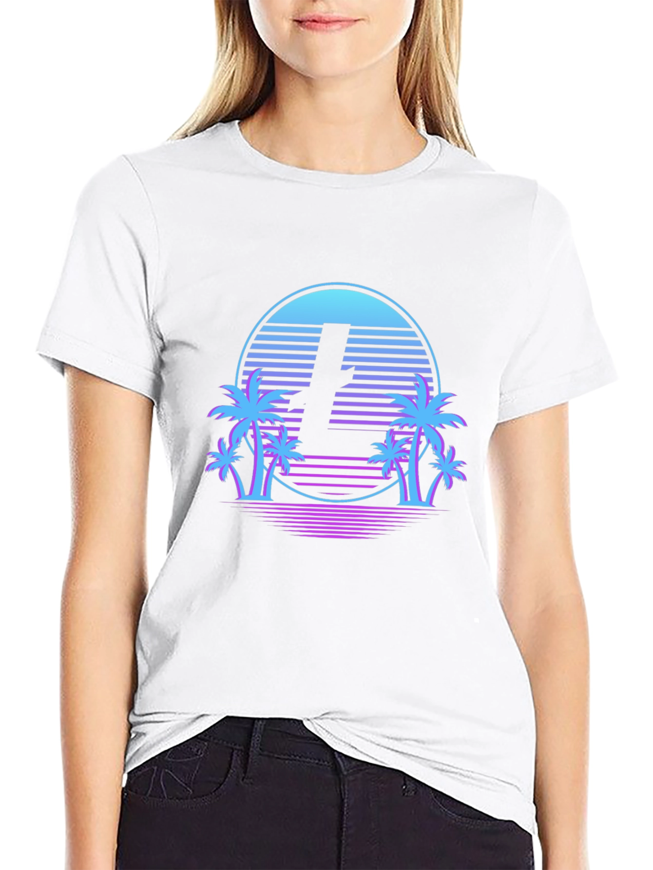 Retro Palm Tee -  Litecoin Sunset T-Shirt