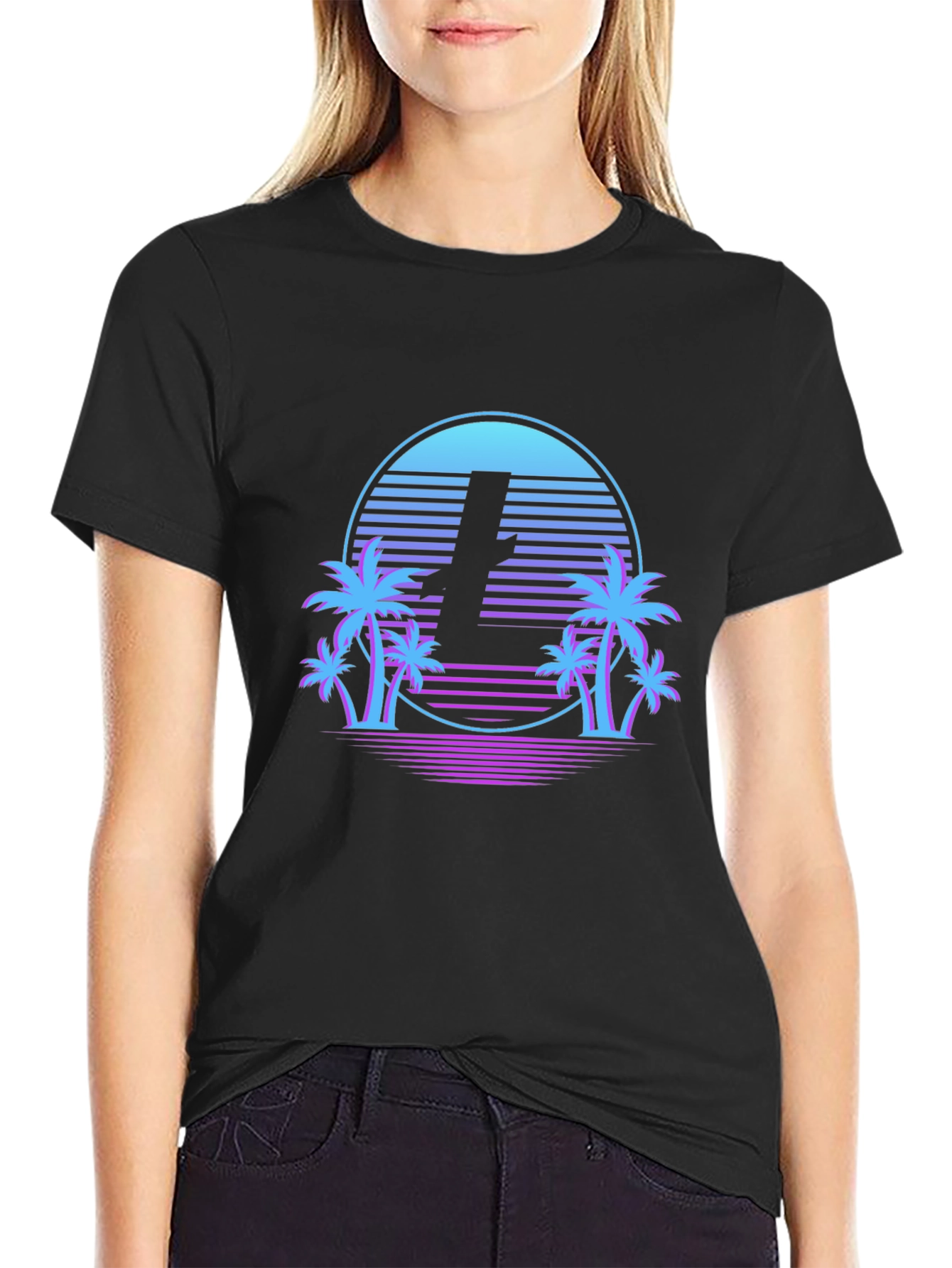 Retro Palm Tee -  Litecoin Sunset T-Shirt