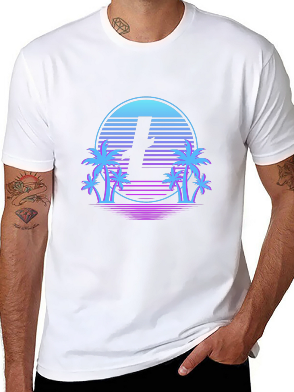 Retro Palm Tee -  Litecoin Sunset T-Shirt