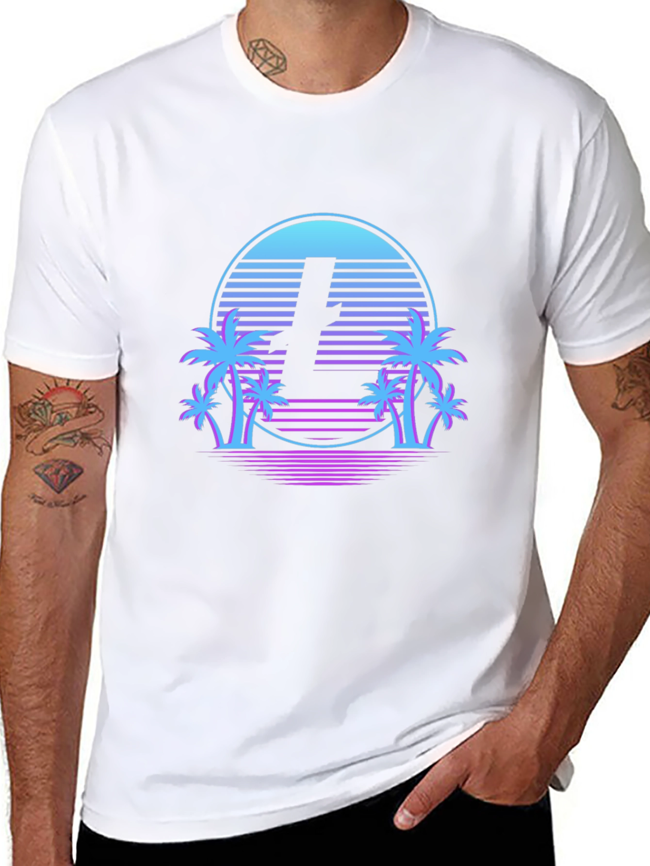 Retro Palm Tee -  Litecoin Sunset T-Shirt