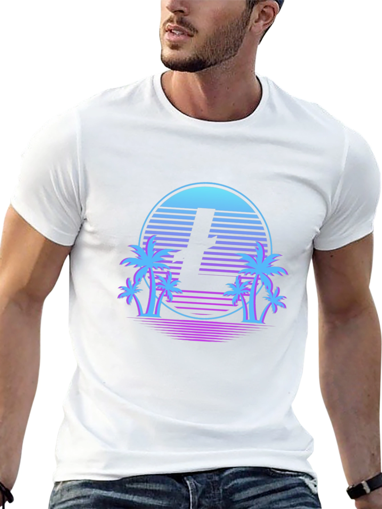 Retro Palm Tee -  Litecoin Sunset T-Shirt
