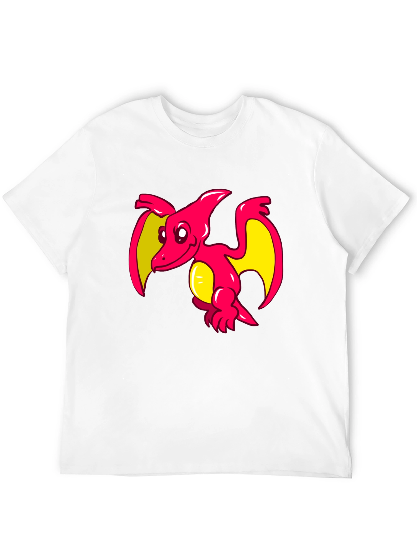 Cartoon Pterodactyl Graphic Tee - Black