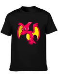 Cartoon Pterodactyl Graphic Tee - Black
