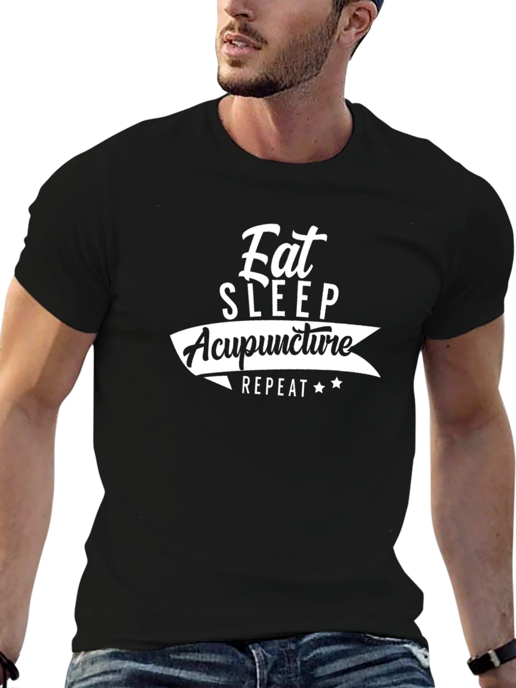 Eat Sleep Acupuncture Repeat Black T-Shirt