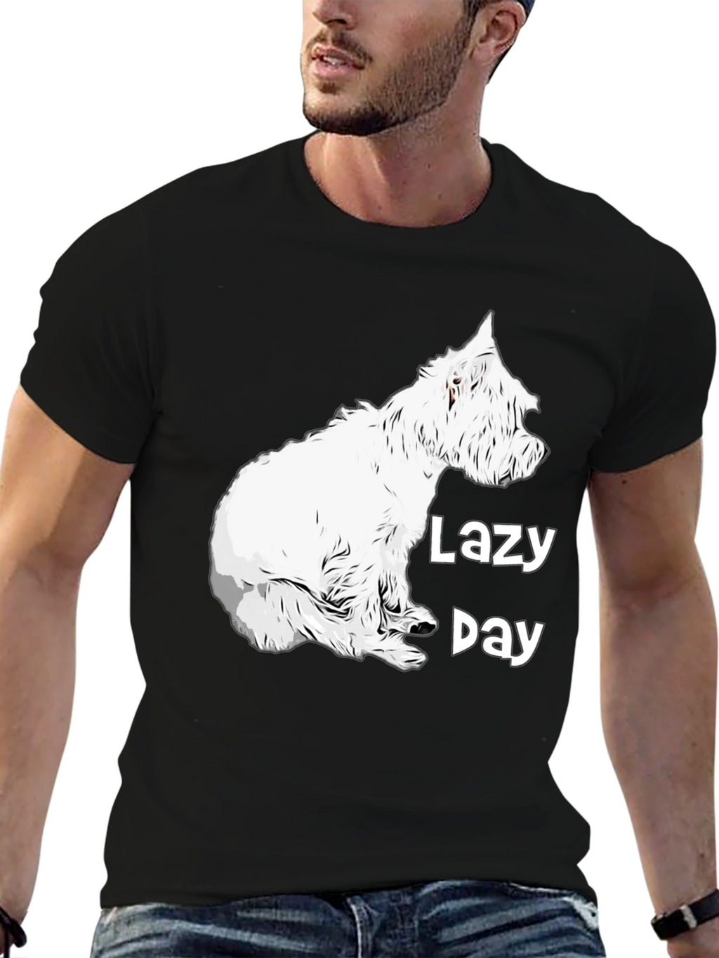 Lazy Day Dog Graphic Tee - Comfy Black T-Shirt