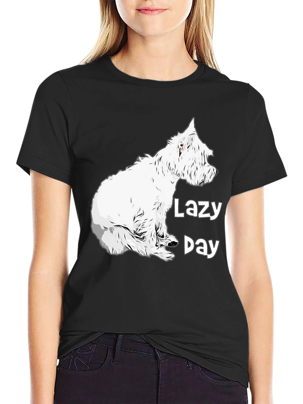 Lazy Day Dog Graphic Tee - Comfy Black T-Shirt