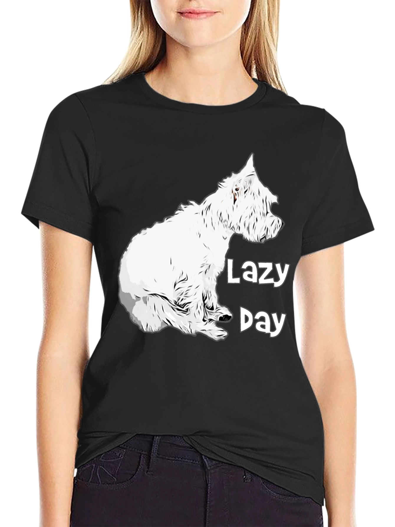Lazy Day Dog Graphic Tee - Comfy Black T-Shirt