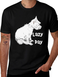 Lazy Day Dog Graphic Tee - Comfy Black T-Shirt