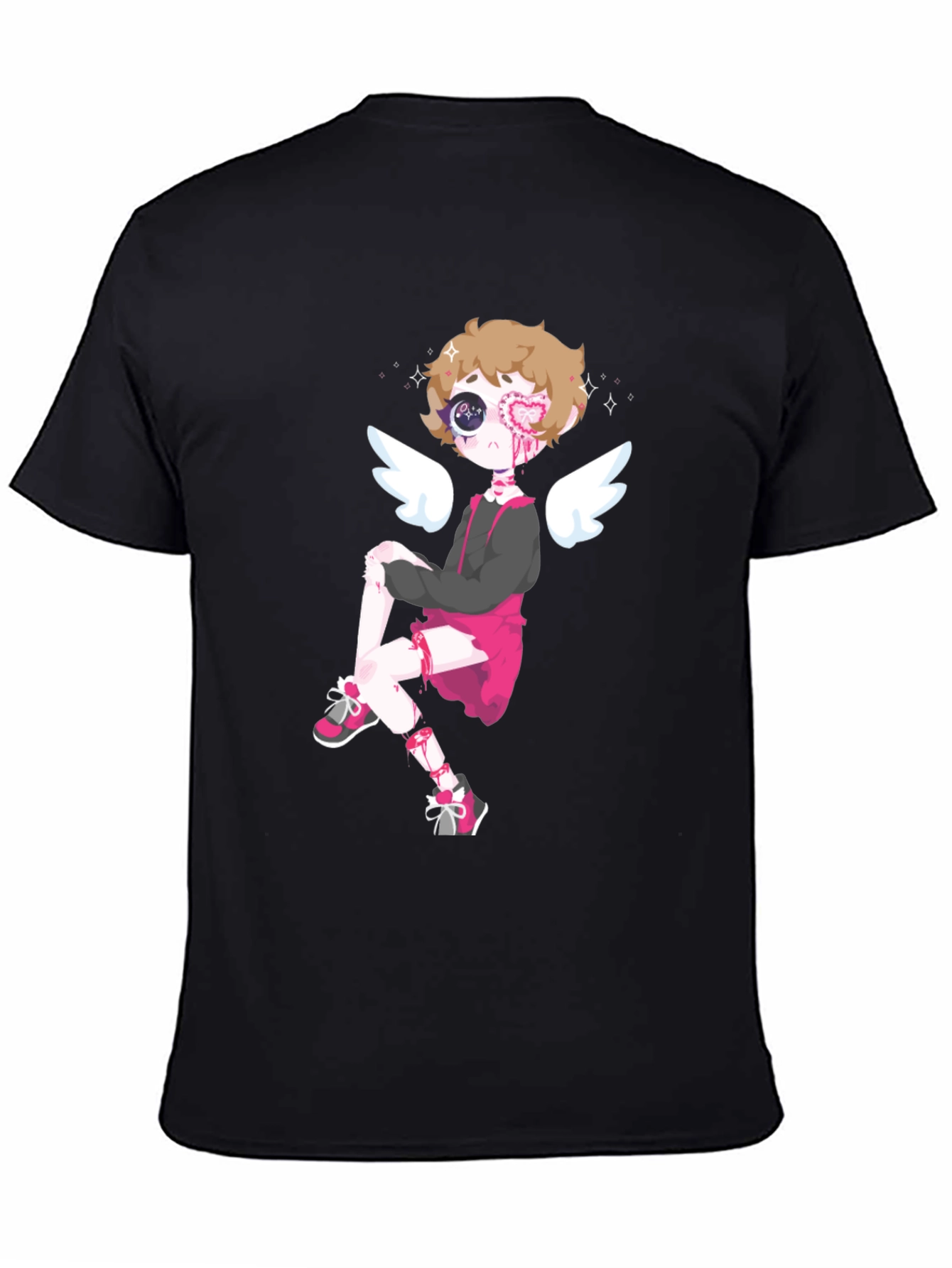 Cupid Cartoon Graphic Tee - Mens Black T-Shirt