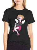 Cupid Cartoon Graphic Tee - Mens Black T-Shirt