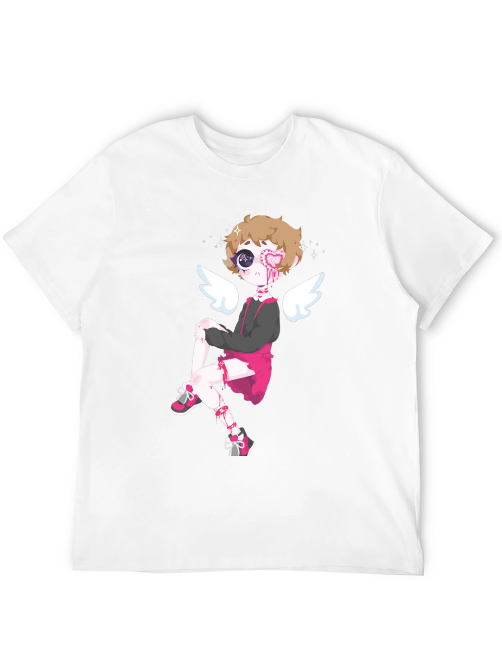 Cupid Cartoon Graphic Tee - Mens Black T-Shirt