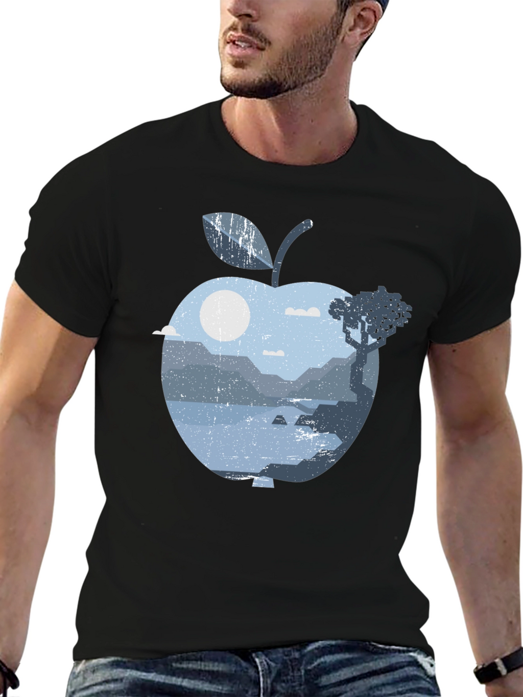 Nature Apple Graphic Tee - Black