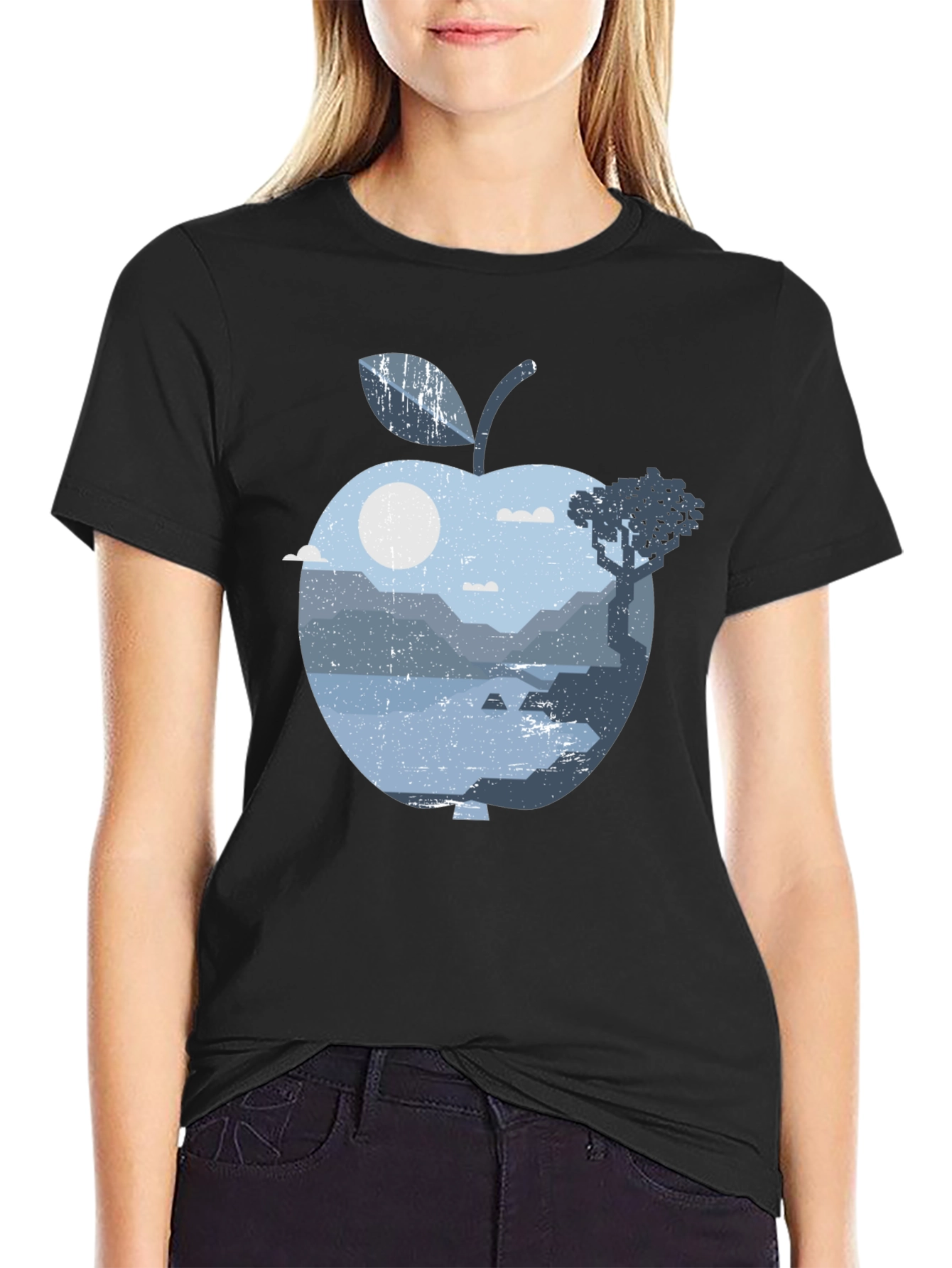 Nature Apple Graphic Tee - Black