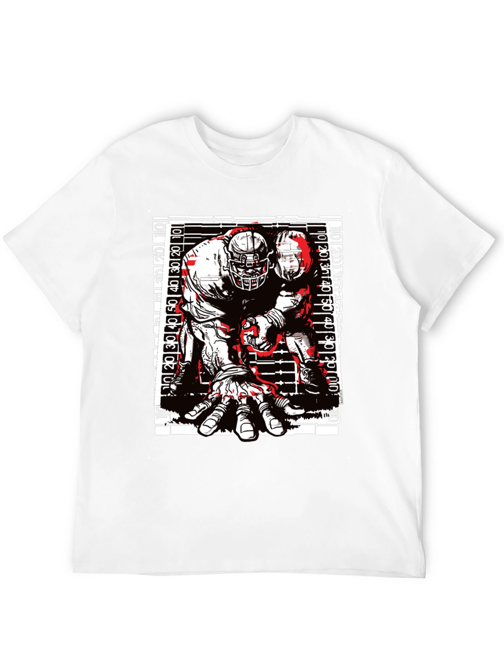 Graphic Football Player T-Shirt - Black Cotton Tee