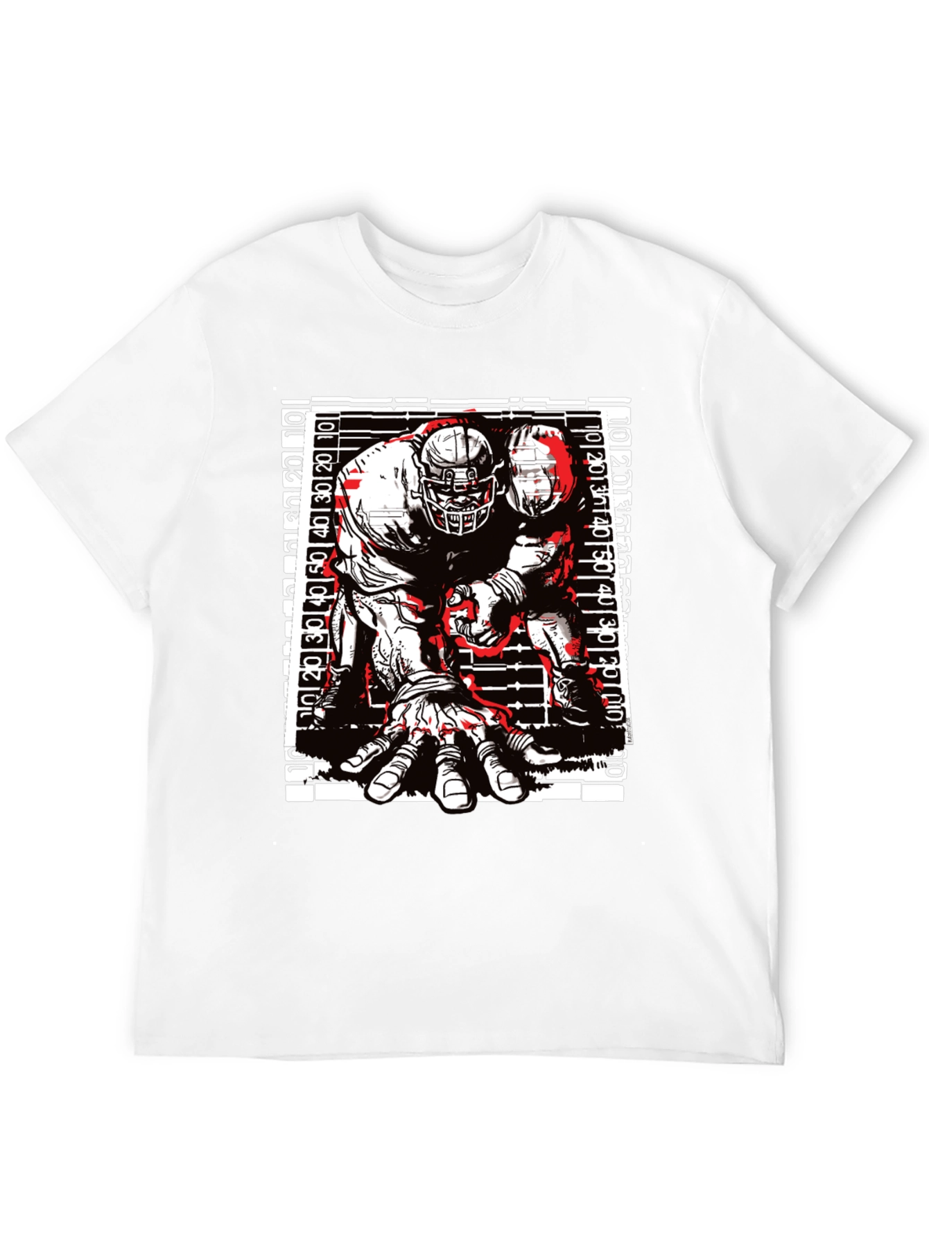 Graphic Football Player T-Shirt - Black Cotton Tee
