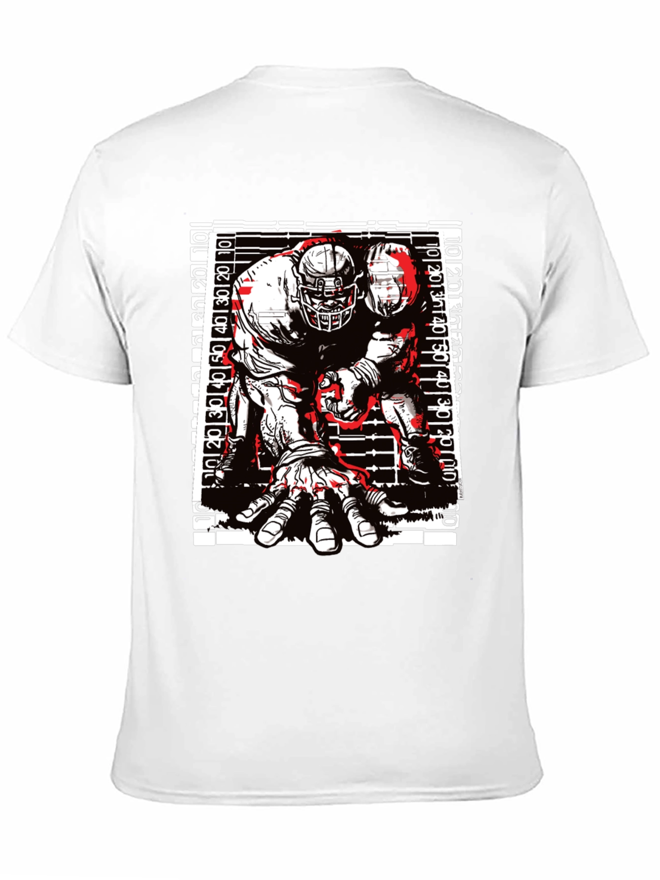Graphic Football Player T-Shirt - Black Cotton Tee