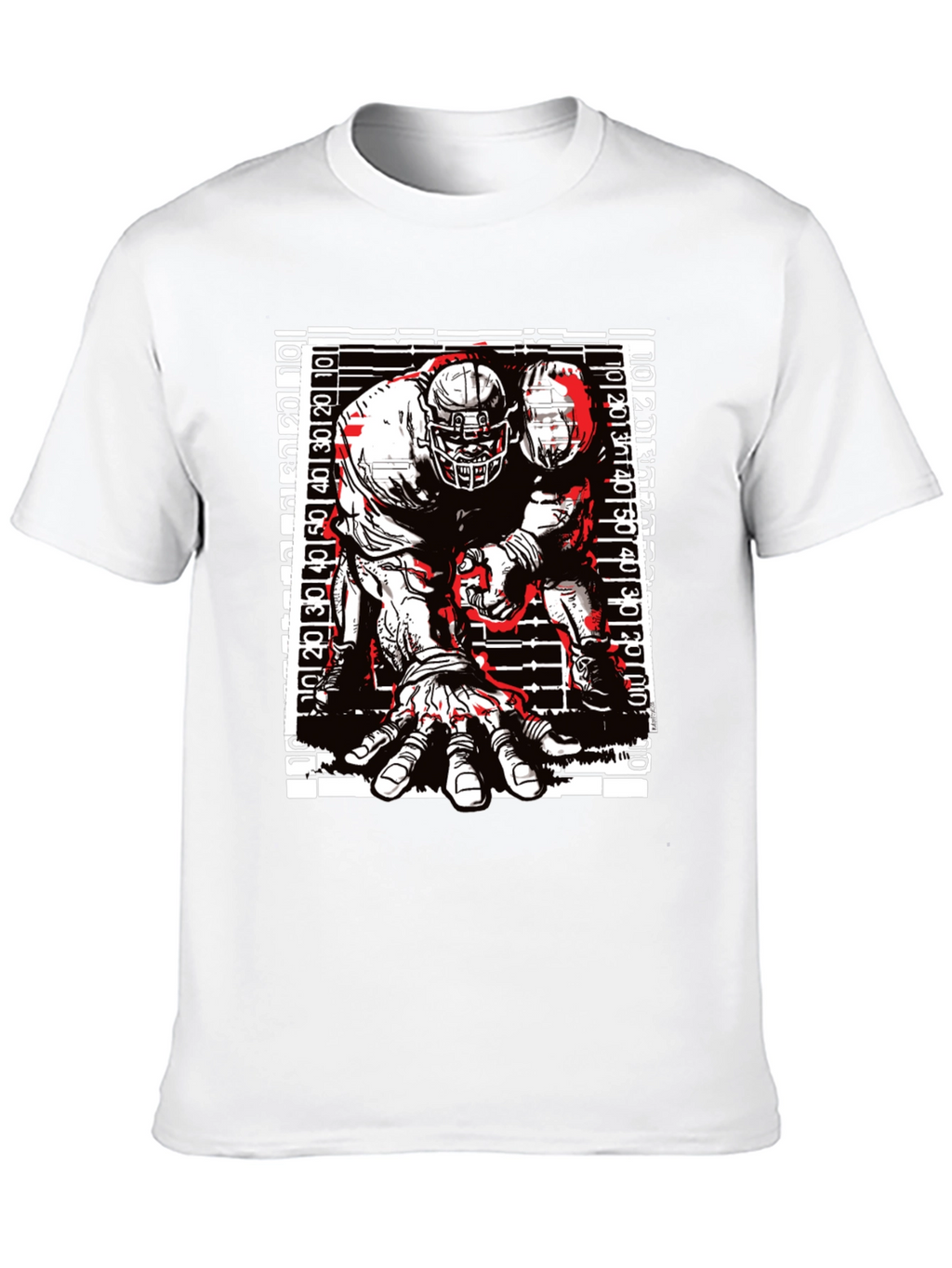 Graphic Football Player T-Shirt - Black Cotton Tee