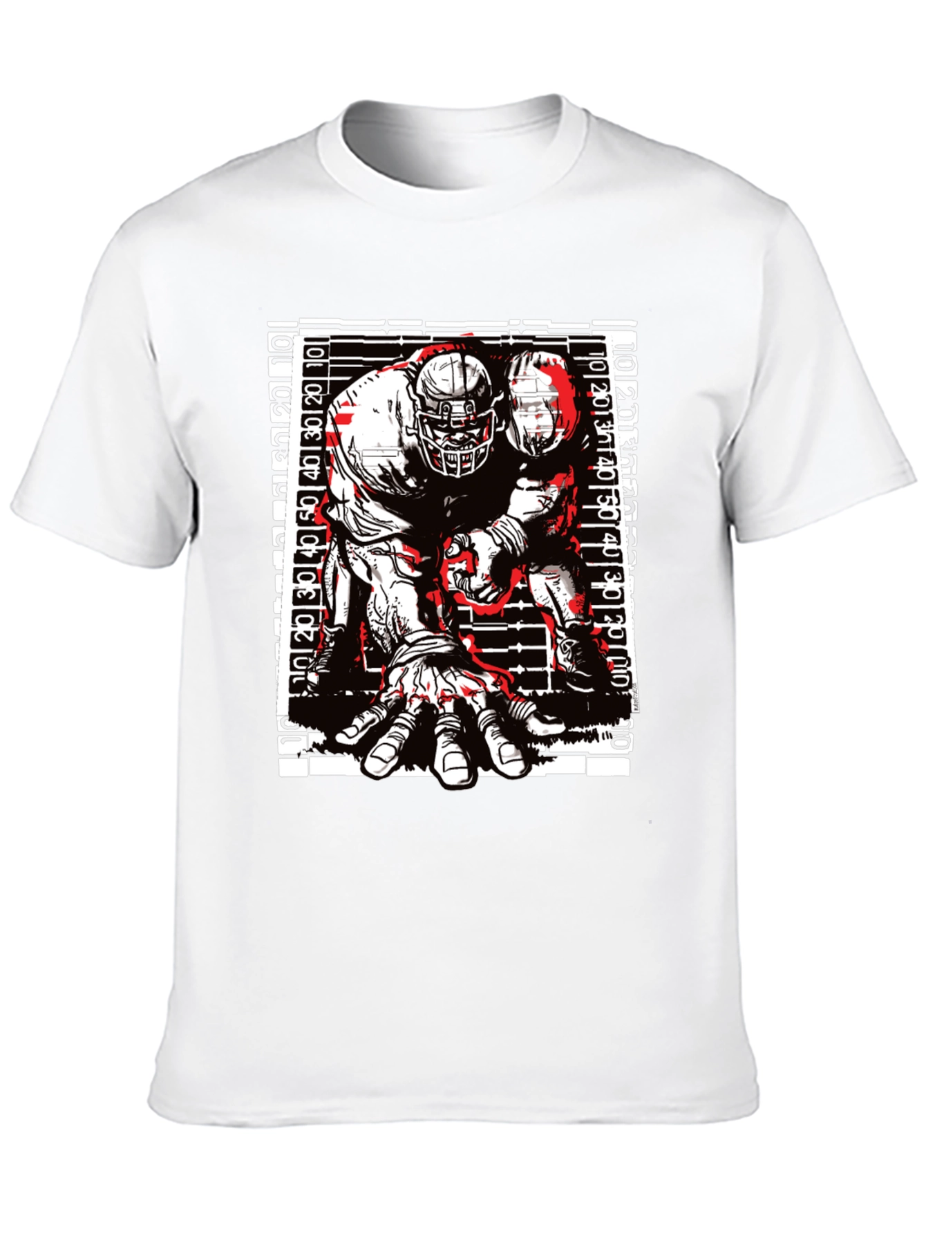 Graphic Football Player T-Shirt - Black Cotton Tee