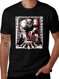 Graphic Football Player T-Shirt - Black Cotton Tee