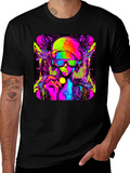 Cyberpunk Style Graphic T-Shirt - Vivid Neon Design
