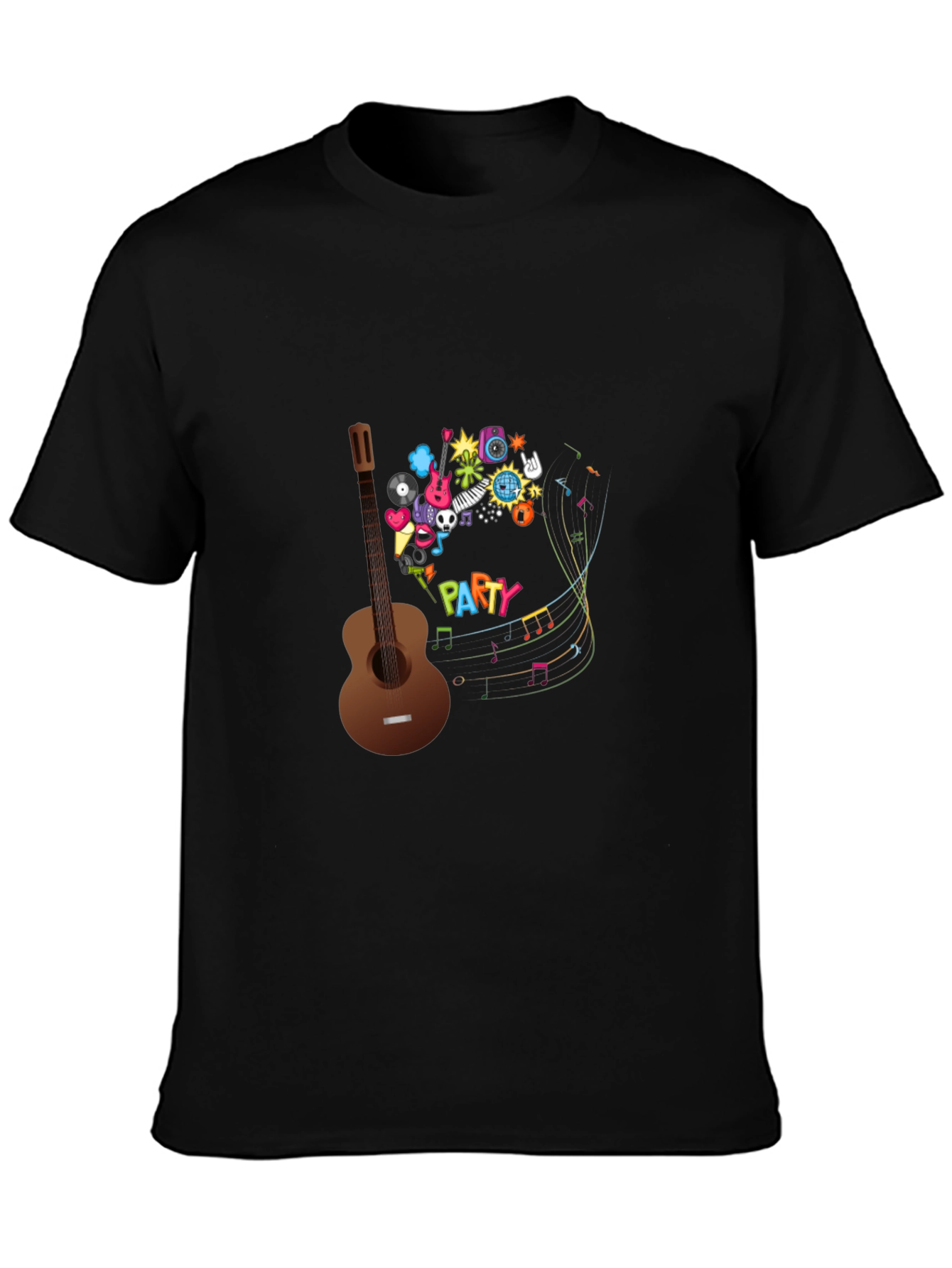 Party Guitar Graphic T-Shirt - Black