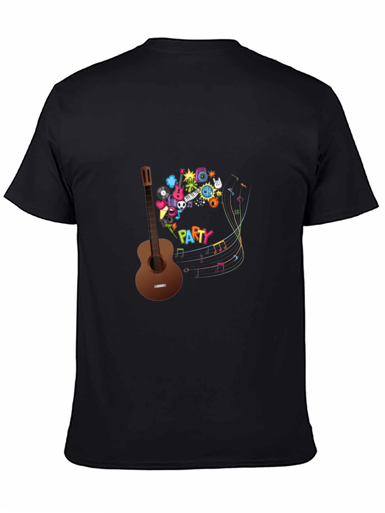 Party Guitar Graphic T-Shirt - Black