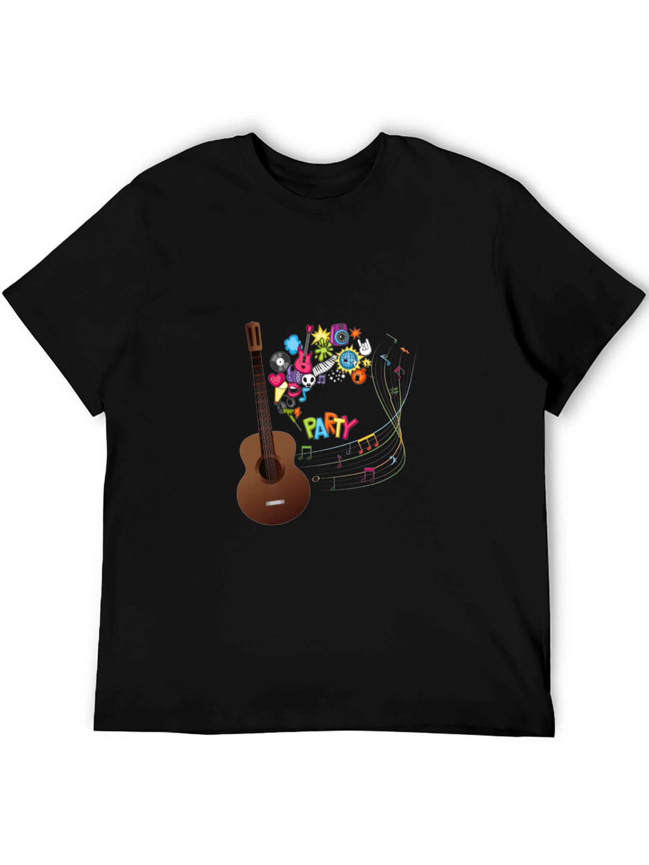 Party Guitar Graphic T-Shirt - Black