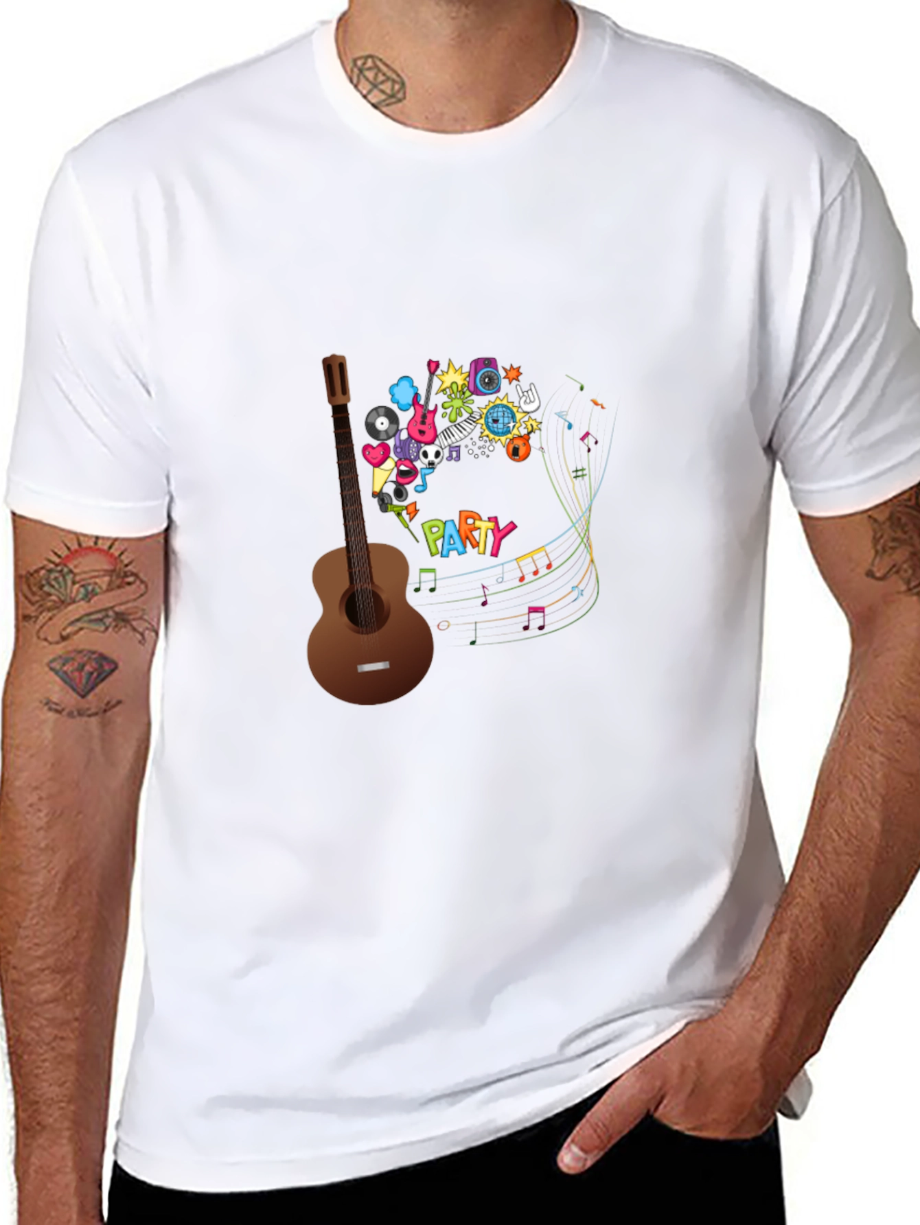 Party Guitar Graphic T-Shirt - Black