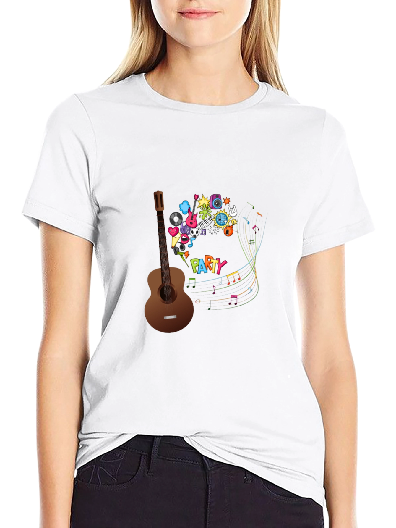 Party Guitar Graphic T-Shirt - Black
