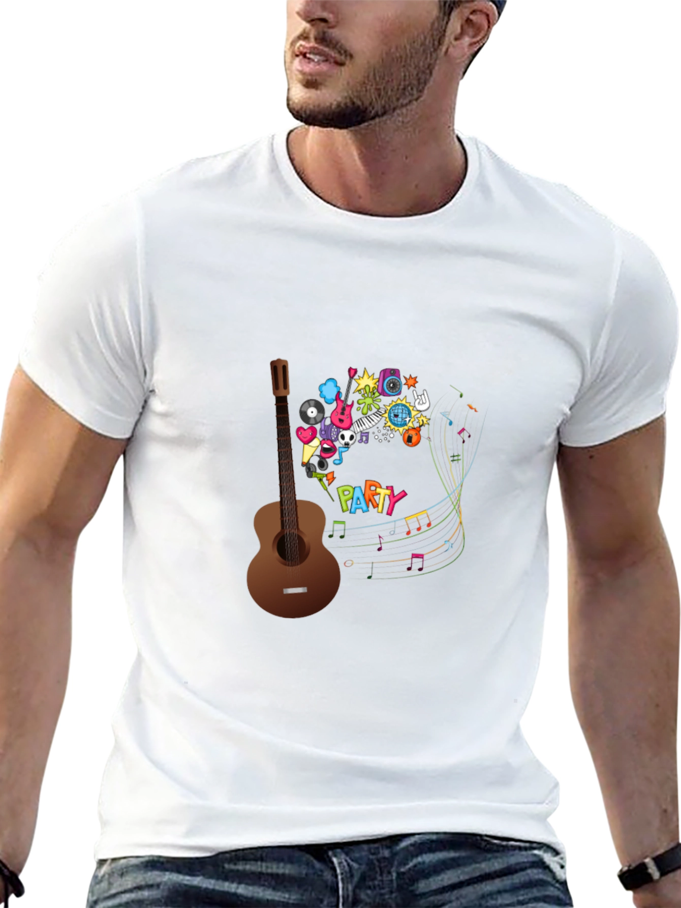 Party Guitar Graphic T-Shirt - Black