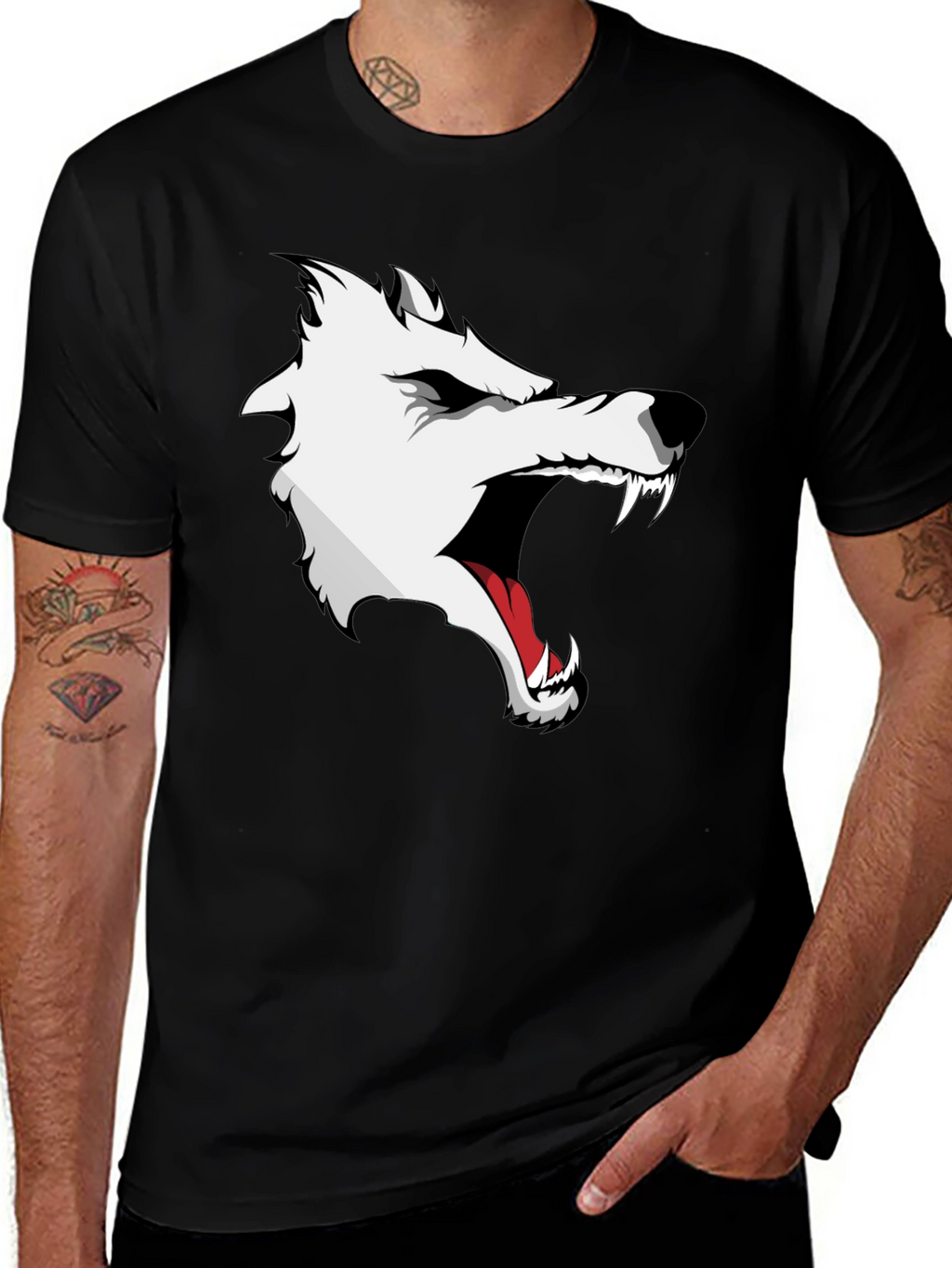 Wolf Graphic Print T-Shirt - Fierce Style