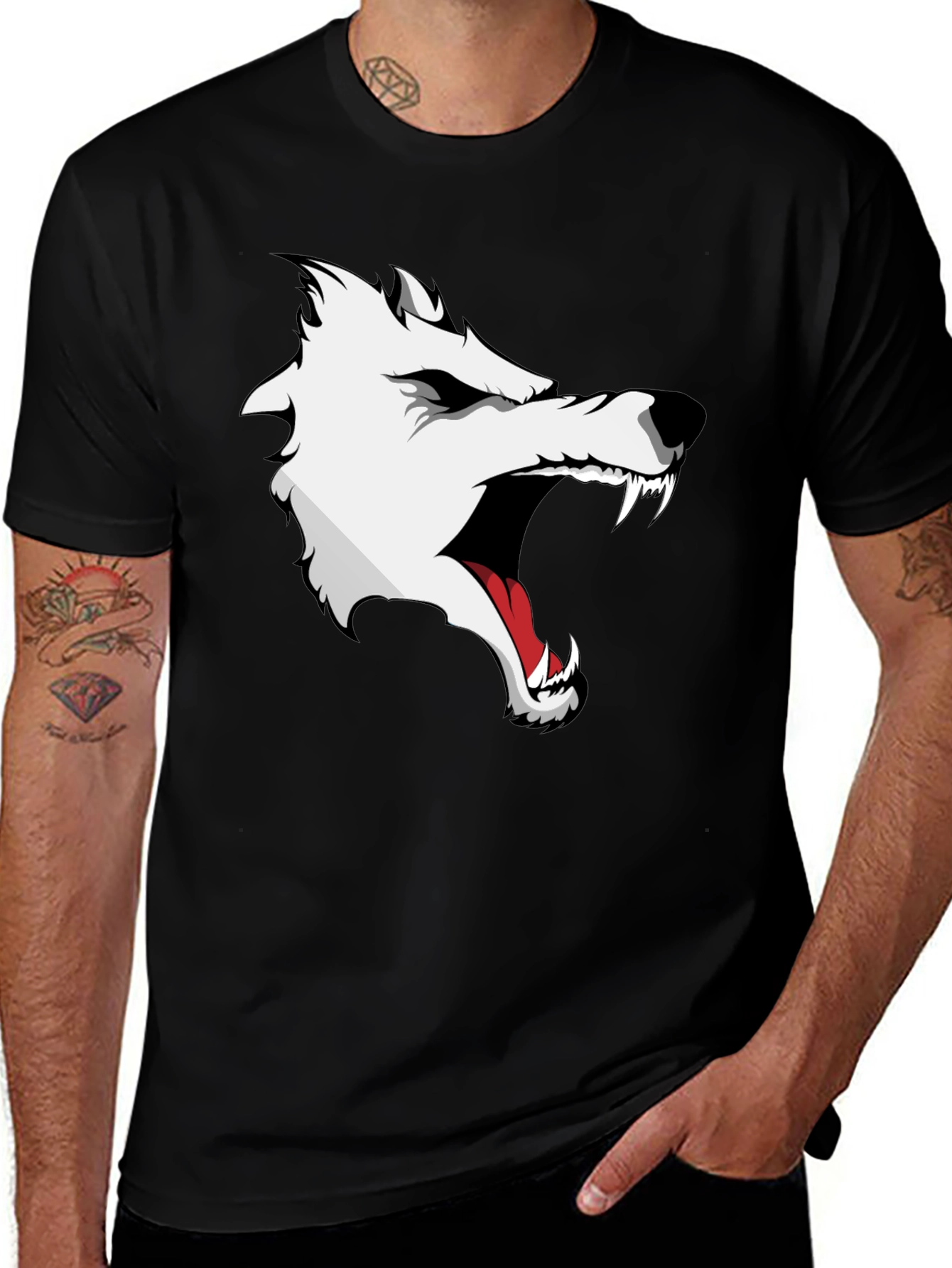 Wolf Graphic Print T-Shirt - Fierce Style
