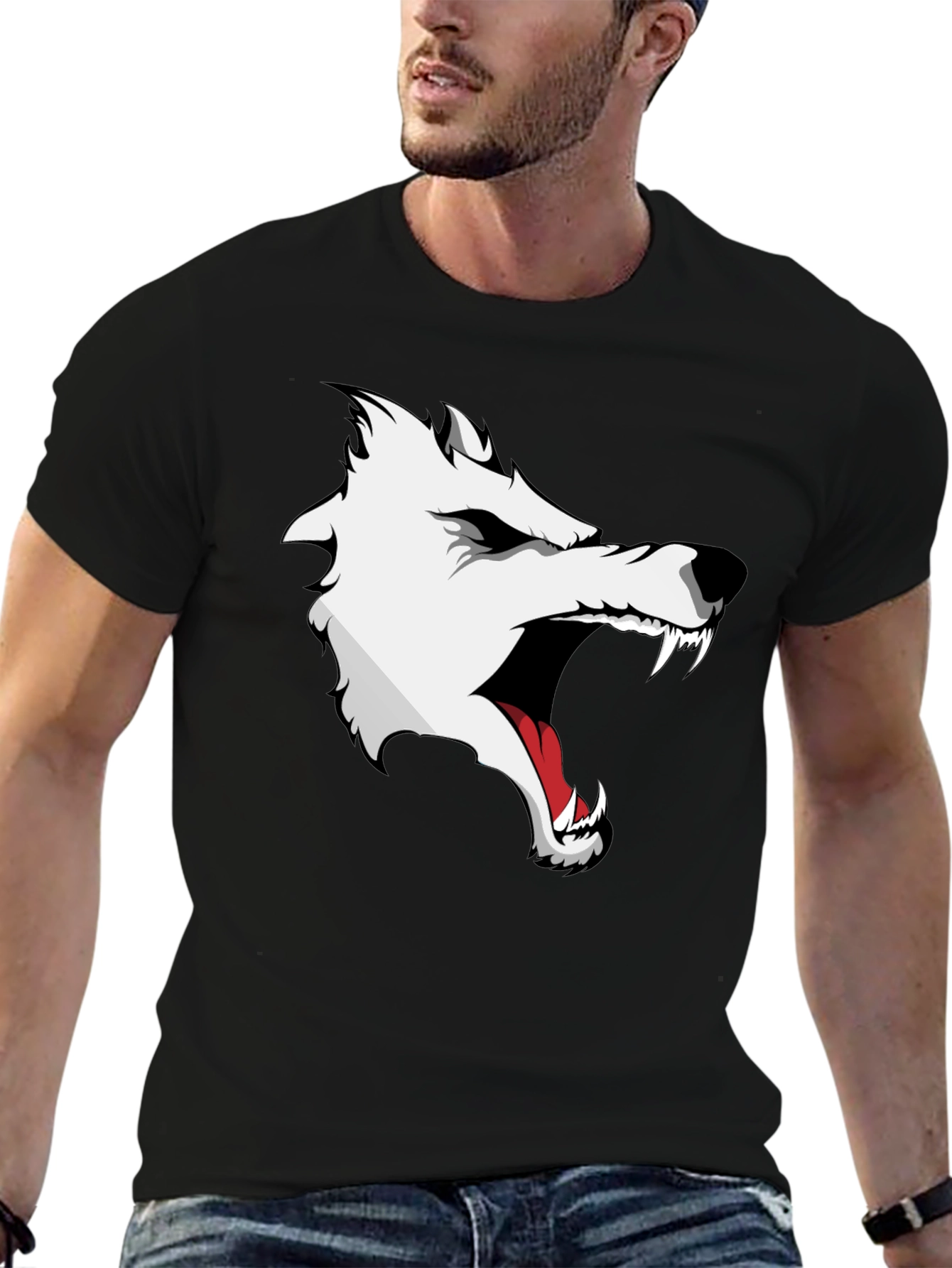 Wolf Graphic Print T-Shirt - Fierce Style