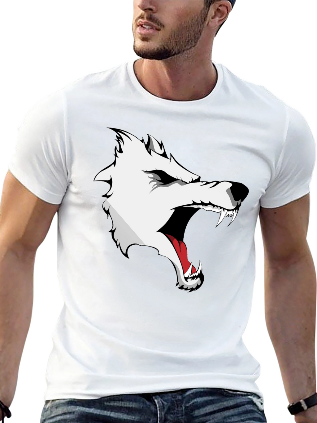 Wolf Graphic Print T-Shirt - Fierce Style