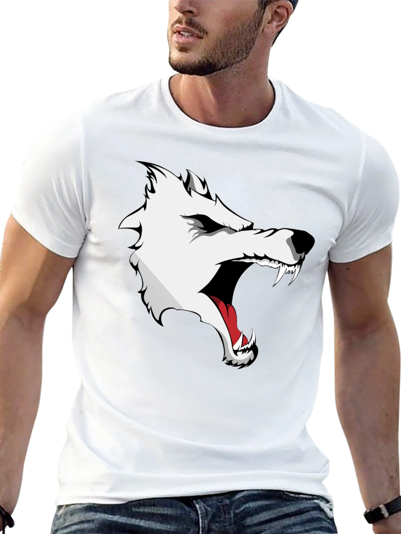 Wolf Graphic Print T-Shirt - Fierce Style