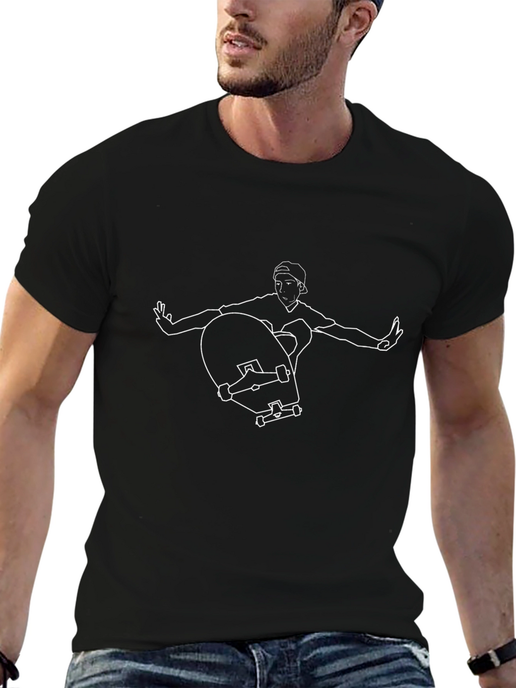Skater Graphic Tee - Cool Black Cotton T-Shirt