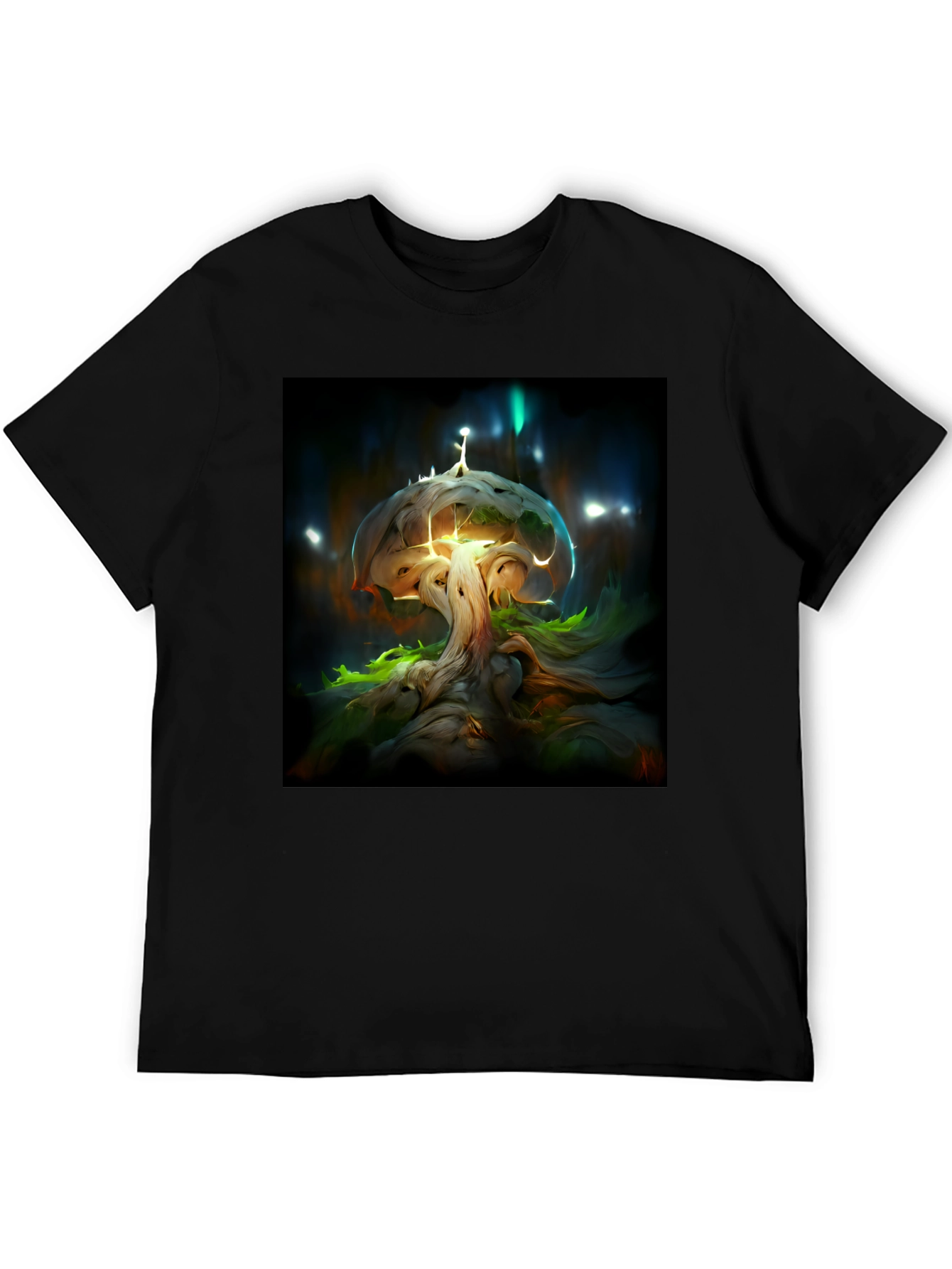 Enchanted Tree Graphic Tee - Black Cotton Blend