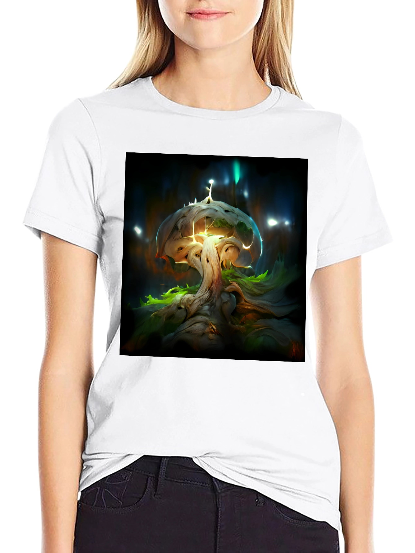 Enchanted Tree Graphic Tee - Black Cotton Blend