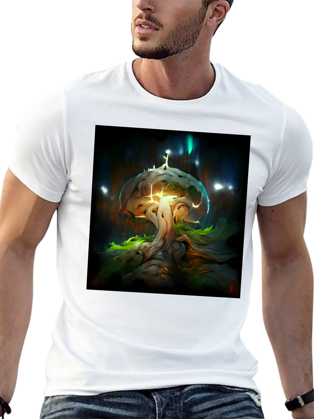 Enchanted Tree Graphic Tee - Black Cotton Blend