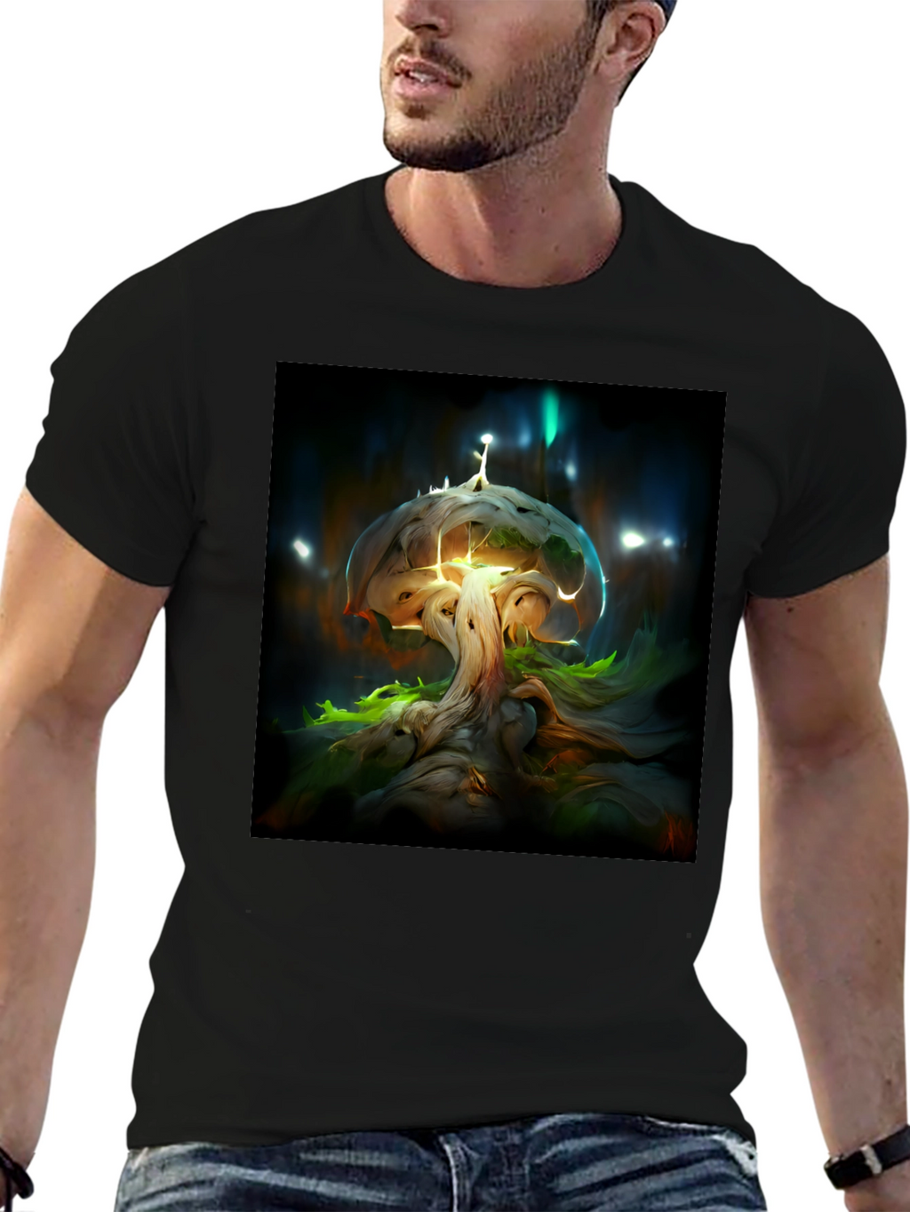Enchanted Tree Graphic Tee - Black Cotton Blend