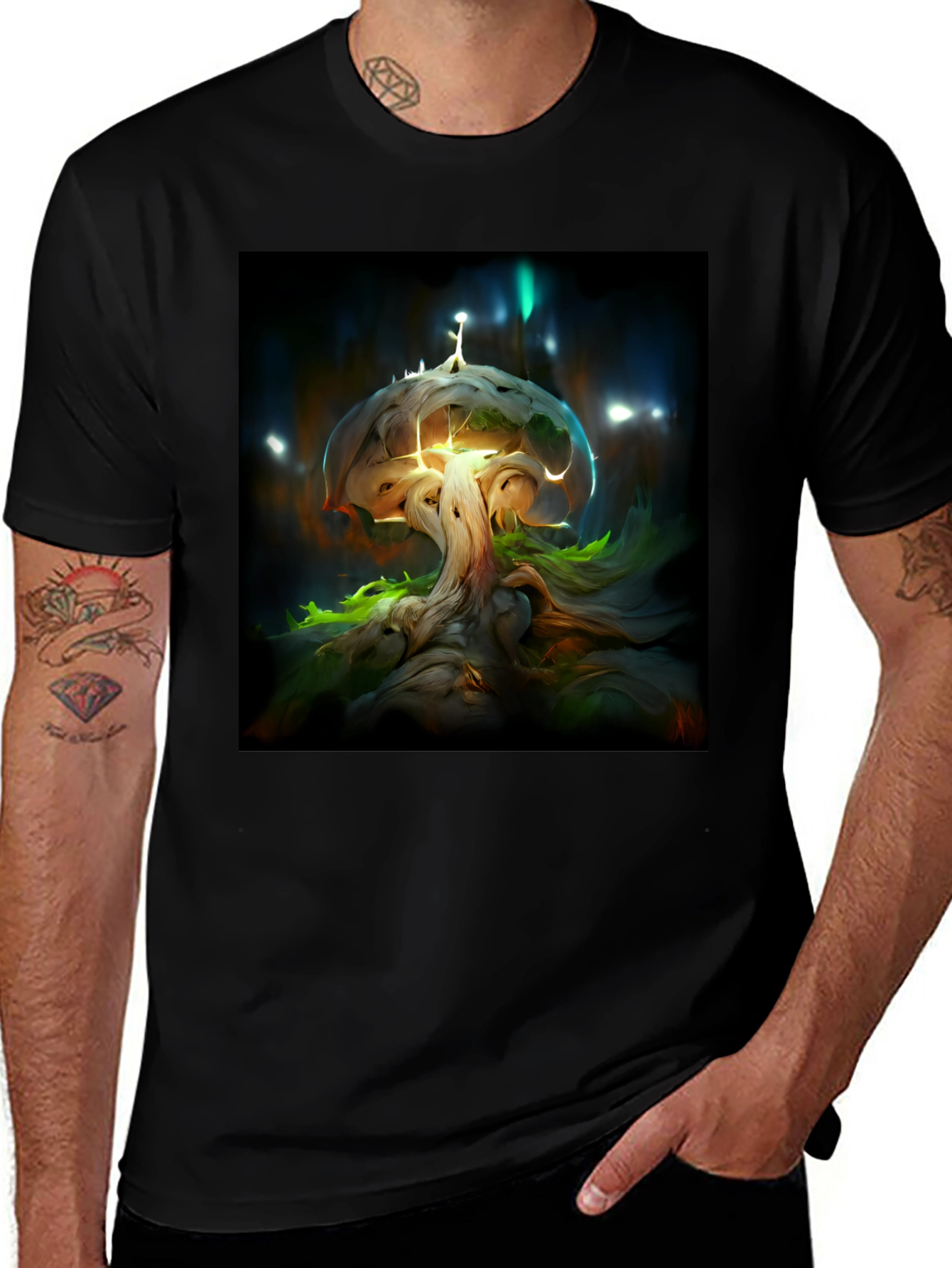 Enchanted Tree Graphic Tee - Black Cotton Blend