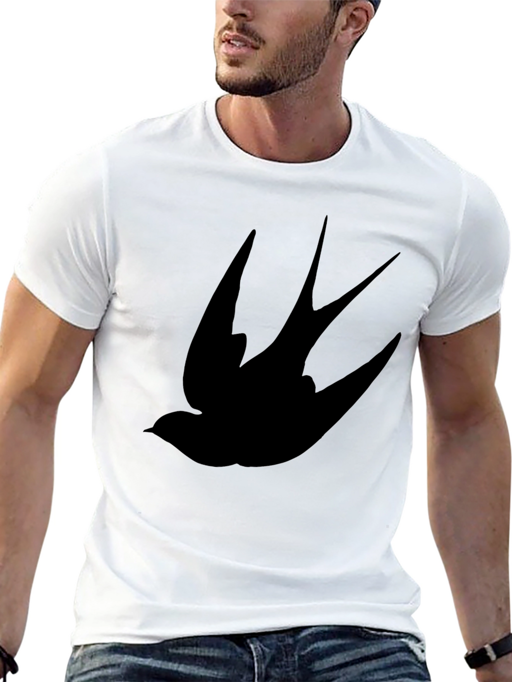 Black Swallow Bird Graphic Tee