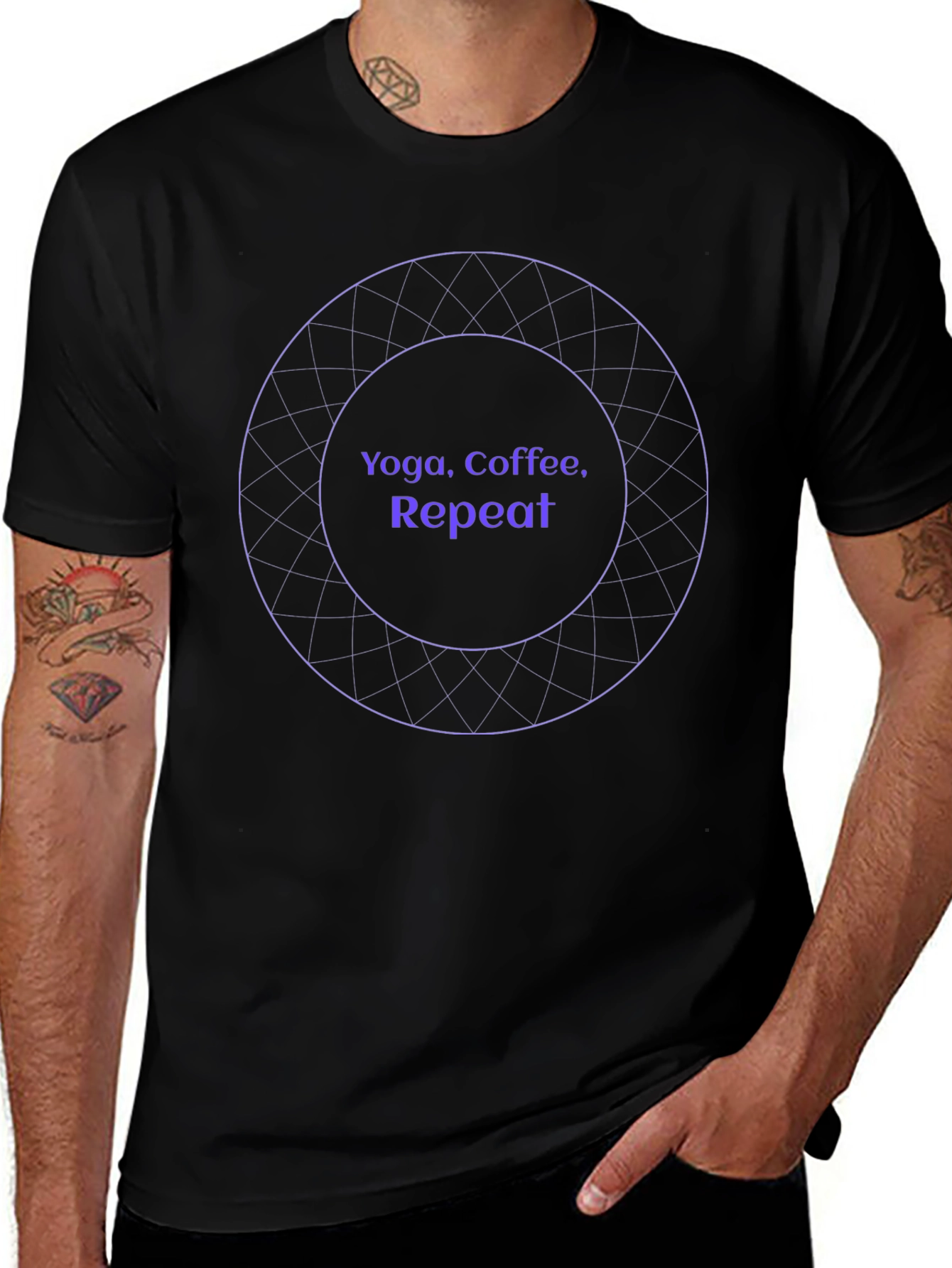 Yoga Coffee Repeat Graphic Tee - Black
