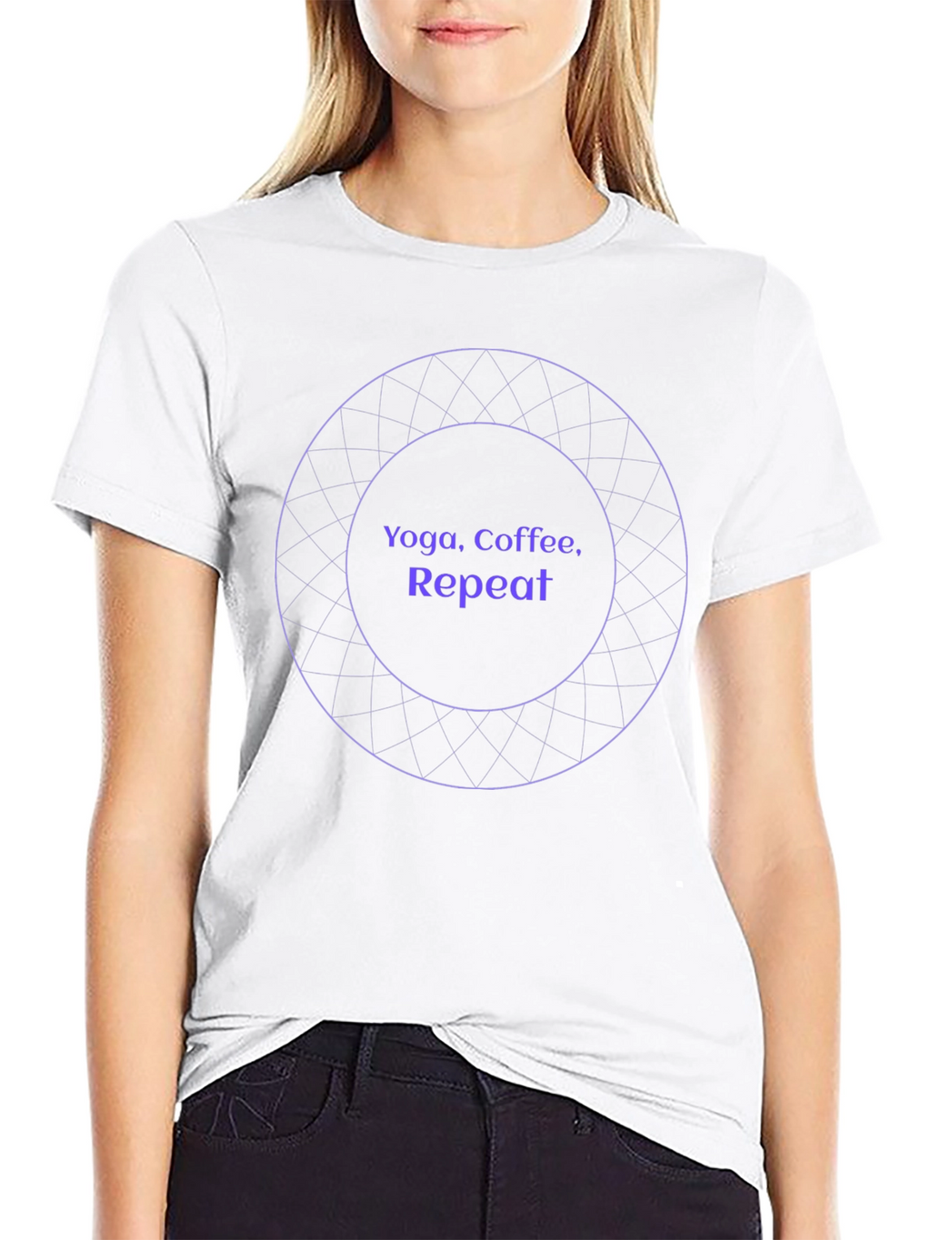 Yoga Coffee Repeat Graphic Tee - Black